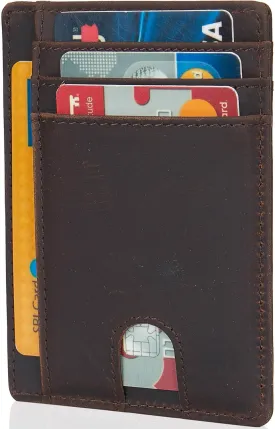 LinsCraft Slim Minimalist Wallet, Small Leather Front Pocket Wallets, RFID Blocking, Credit Card Holder for Men Women