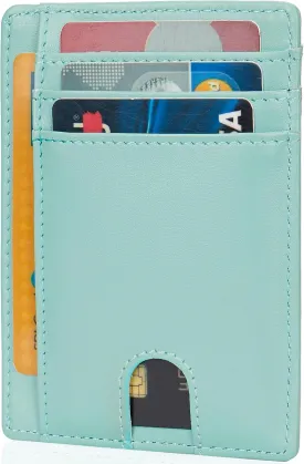 LinsCraft Slim Minimalist Wallet, Small Leather Front Pocket Wallets, RFID Blocking, Credit Card Holder for Men Women
