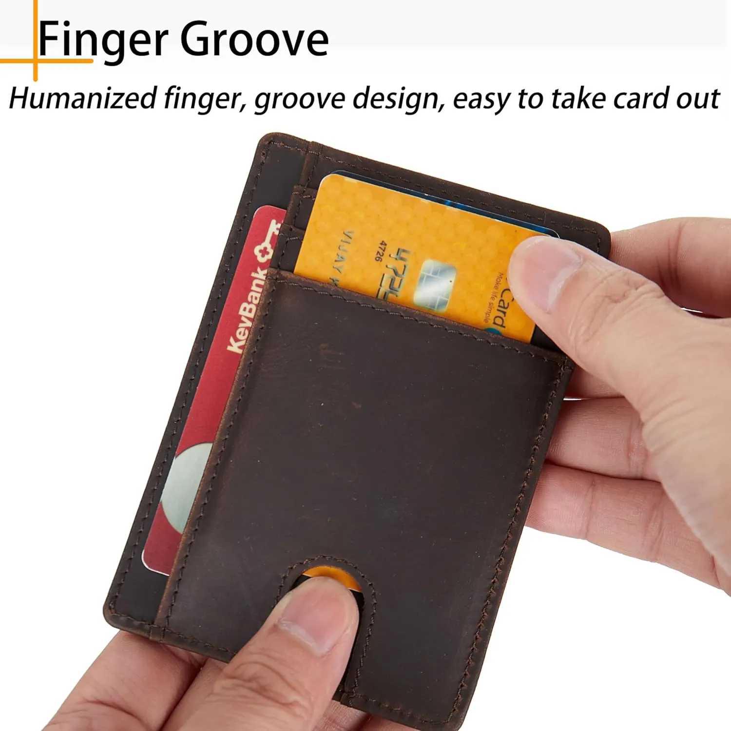 LinsCraft Slim Minimalist Wallet, Small Leather Front Pocket Wallets, RFID Blocking, Credit Card Holder for Men Women