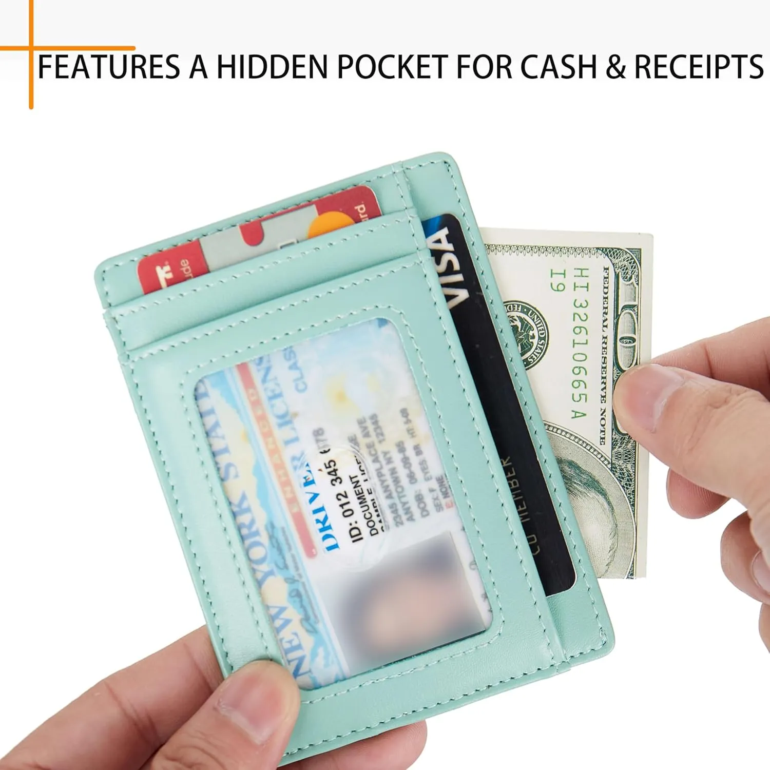 LinsCraft Slim Minimalist Wallet, Small Leather Front Pocket Wallets, RFID Blocking, Credit Card Holder for Men Women