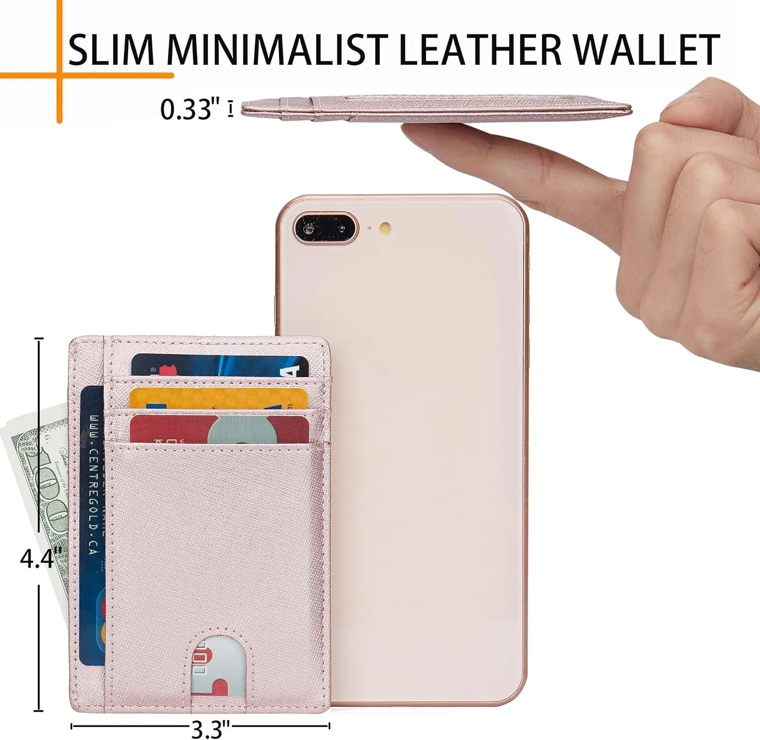 LinsCraft Slim Minimalist Wallet, Small Leather Front Pocket Wallets, RFID Blocking, Credit Card Holder for Men Women