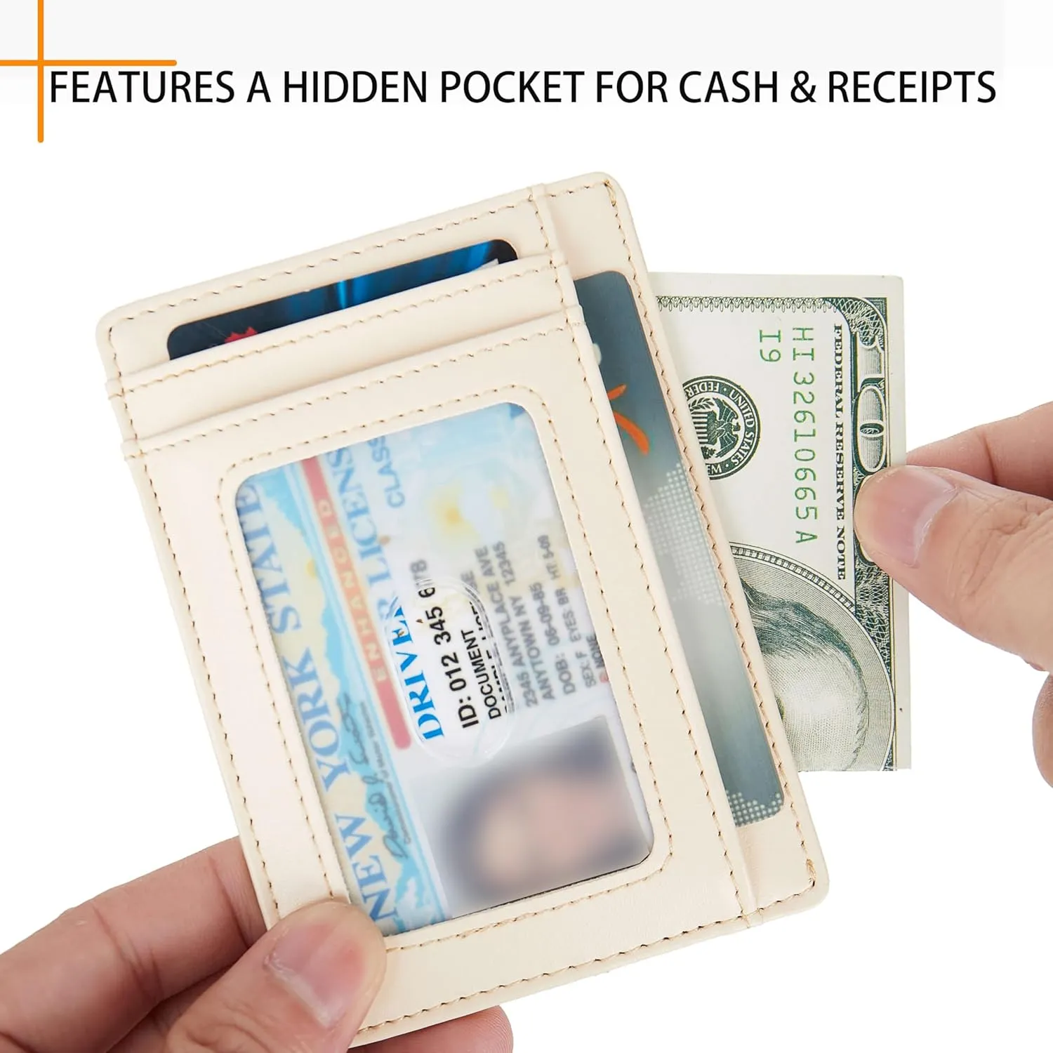 LinsCraft Slim Minimalist Wallet, Small Leather Front Pocket Wallets, RFID Blocking, Credit Card Holder for Men Women