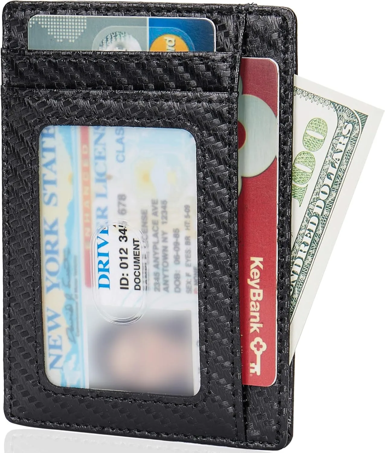 LinsCraft Slim Minimalist Wallet, Small Leather Front Pocket Wallets, RFID Blocking, Credit Card Holder for Men Women