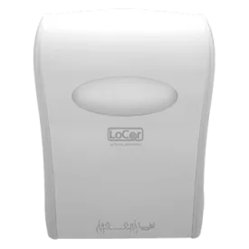 LoCor D68005 White Mechanical Hands Free Roll Towel Dispenser