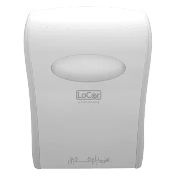 LoCor D68005 White Mechanical Hands Free Roll Towel Dispenser