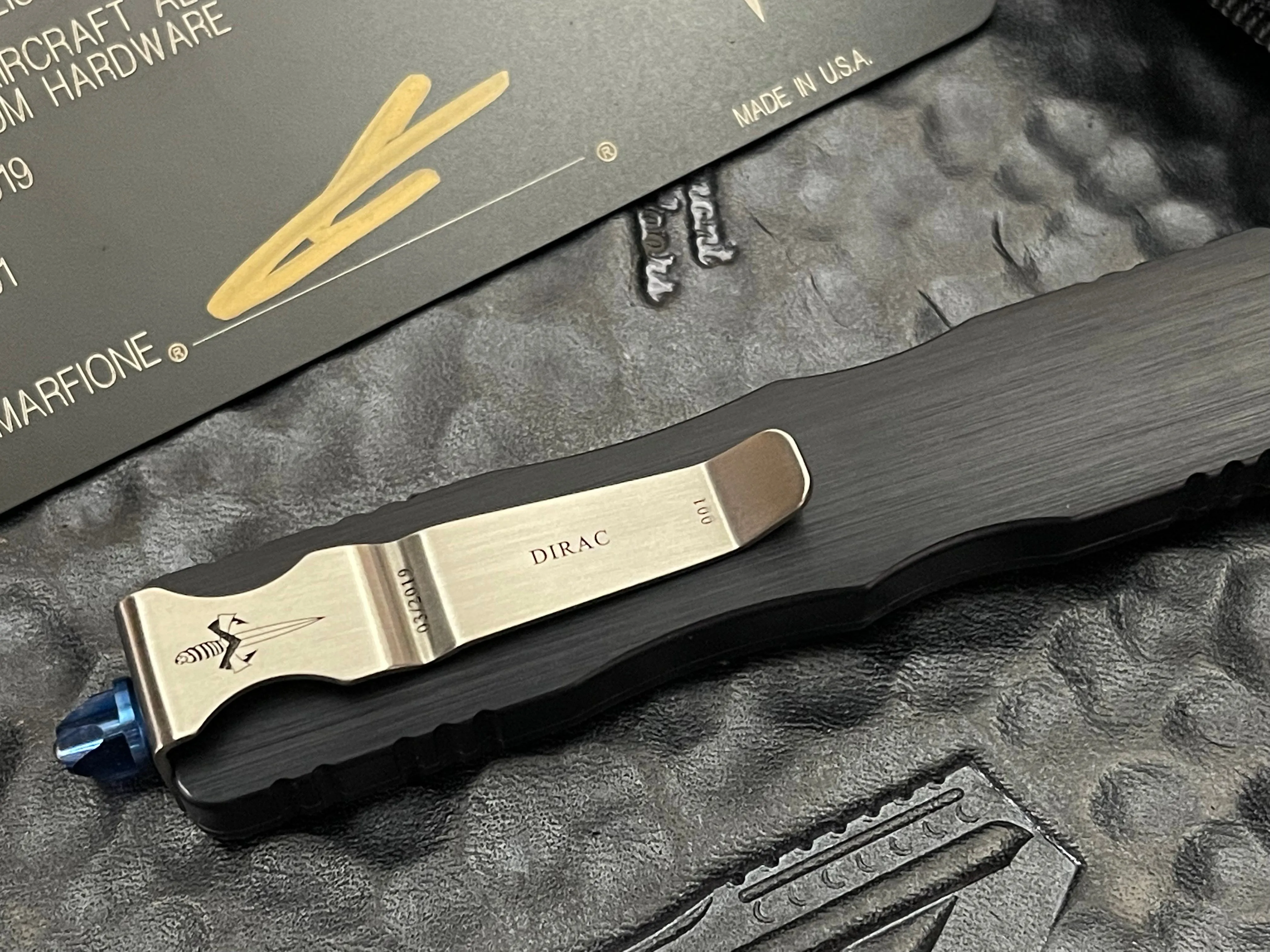 Marfione Custom Dirac Mirror Polished, Blue Ti hardware S/N 001