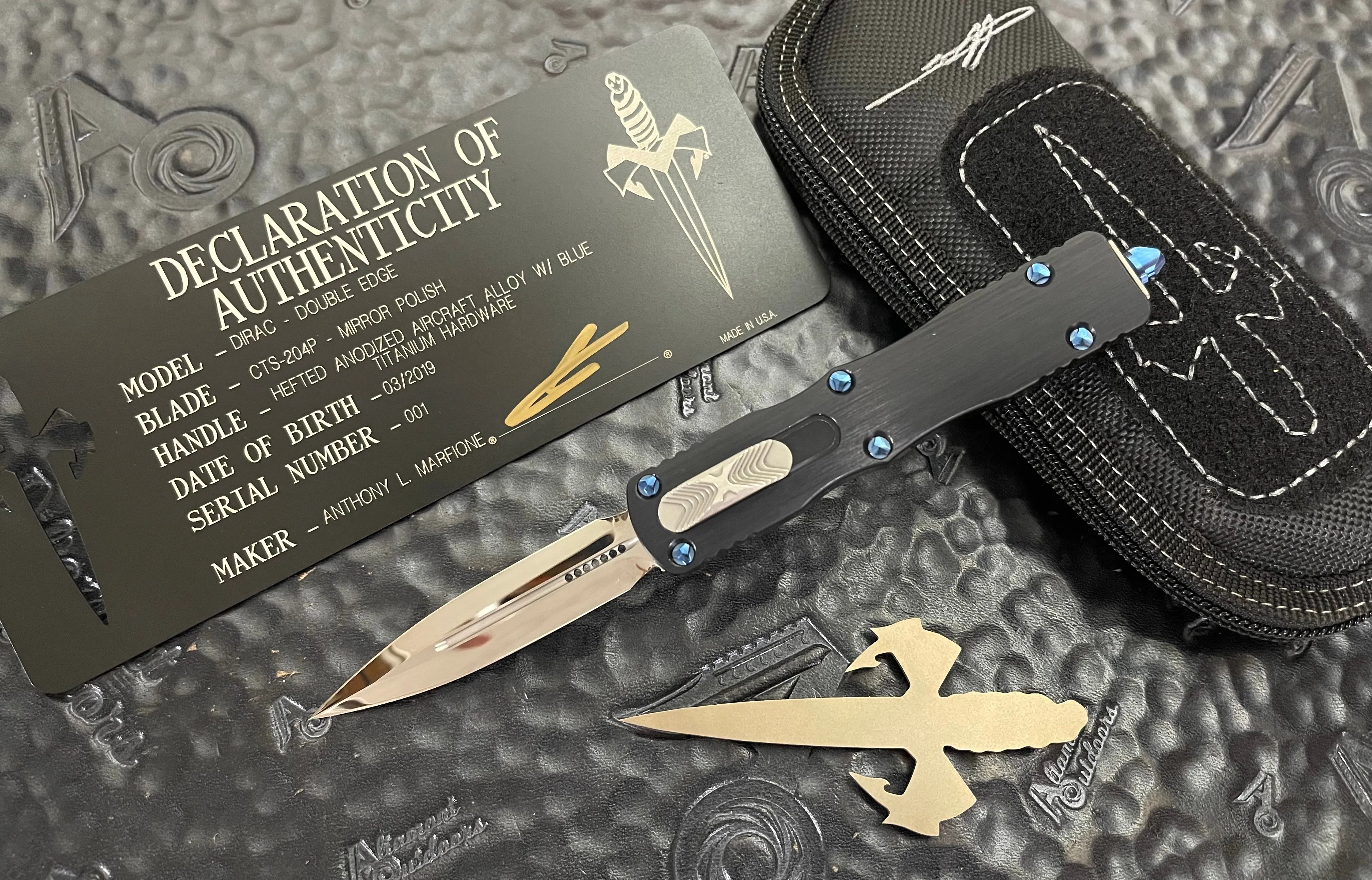 Marfione Custom Dirac Mirror Polished, Blue Ti hardware S/N 001