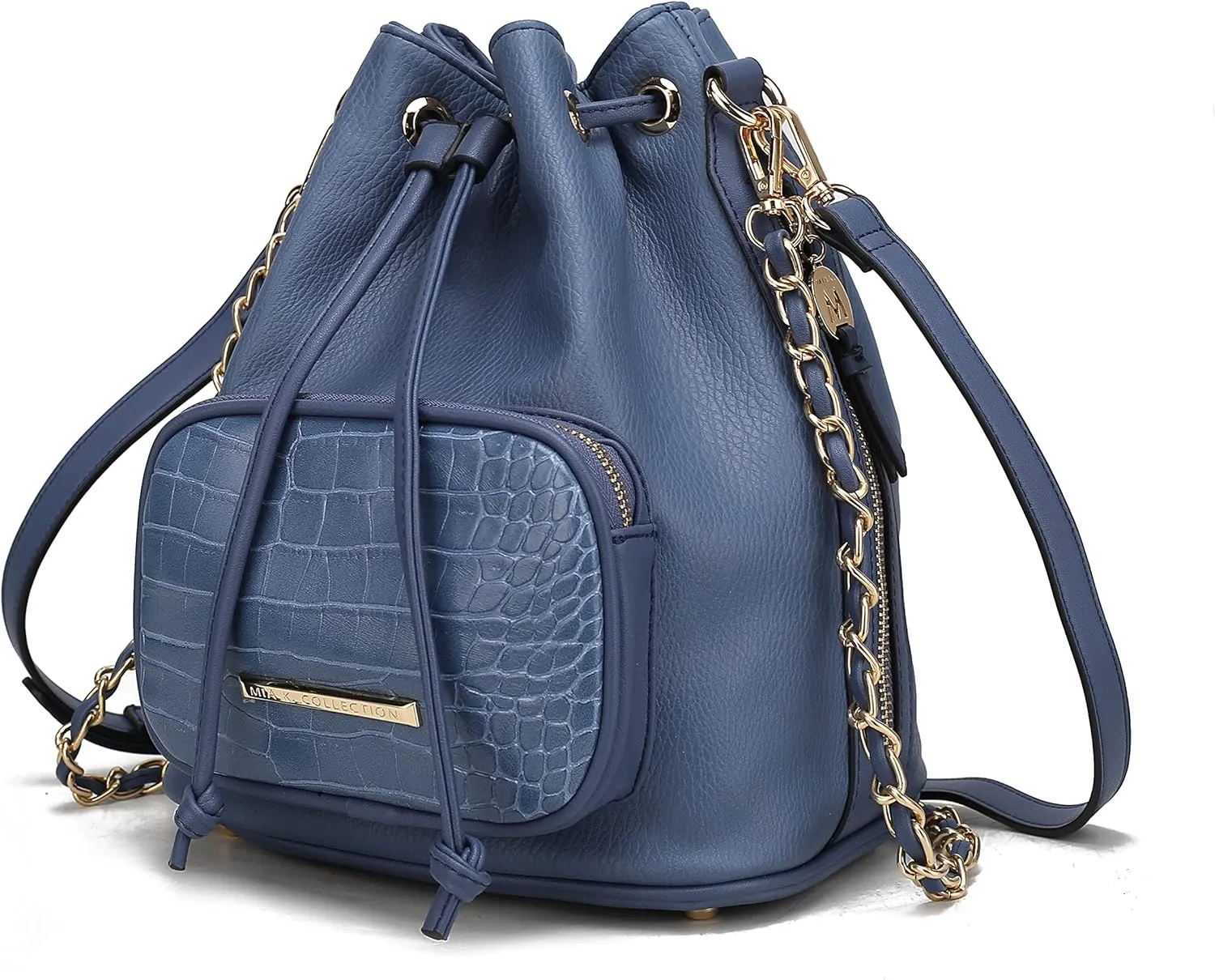MKF Collection Bucket Shoulder Bag for Women Vegan Leather Crossbody Bag, 2 different style of straps Handbag Purse By Mia K