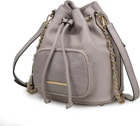MKF Collection Bucket Shoulder Bag for Women Vegan Leather Crossbody Bag, 2 different style of straps Handbag Purse By Mia K
