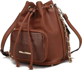 MKF Collection Bucket Shoulder Bag for Women Vegan Leather Crossbody Bag, 2 different style of straps Handbag Purse By Mia K