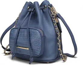 MKF Collection Bucket Shoulder Bag for Women Vegan Leather Crossbody Bag, 2 different style of straps Handbag Purse By Mia K
