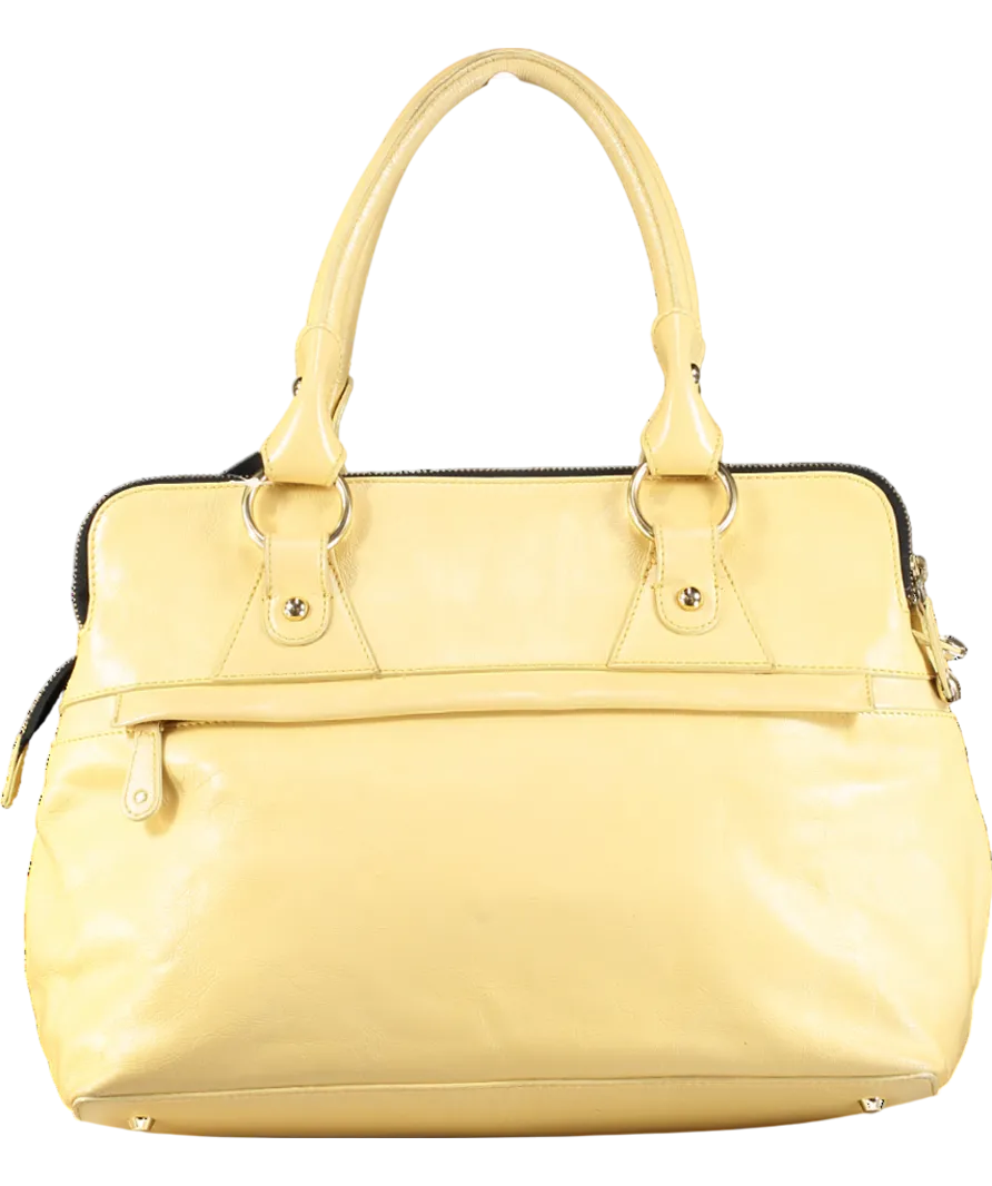 MODALU Buttermilk Yellow Leather Pippa Tote Bag With Detachable Shoulder Bag