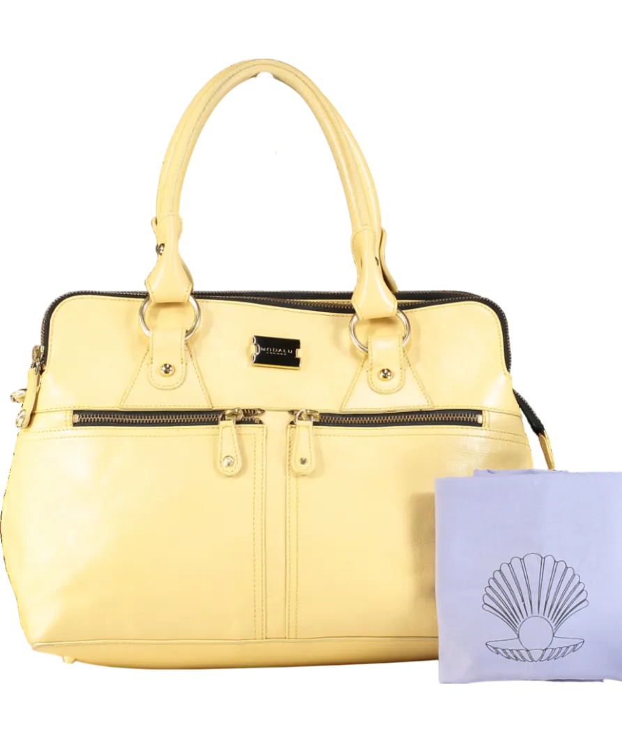 MODALU Buttermilk Yellow Leather Pippa Tote Bag With Detachable Shoulder Bag