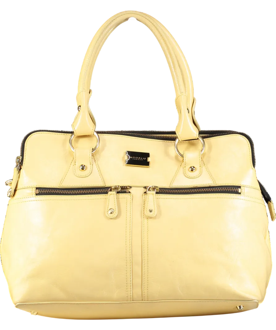 MODALU Buttermilk Yellow Leather Pippa Tote Bag With Detachable Shoulder Bag