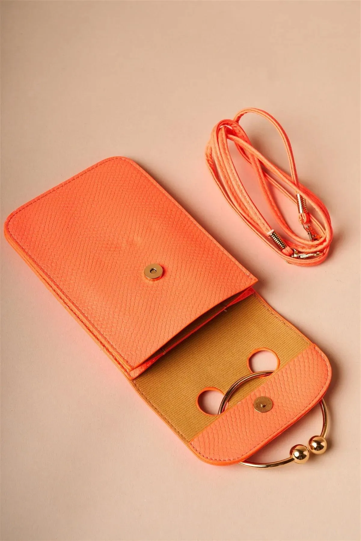 Neon Orange Python Ring Loop Crossbody Bag /1 Piece