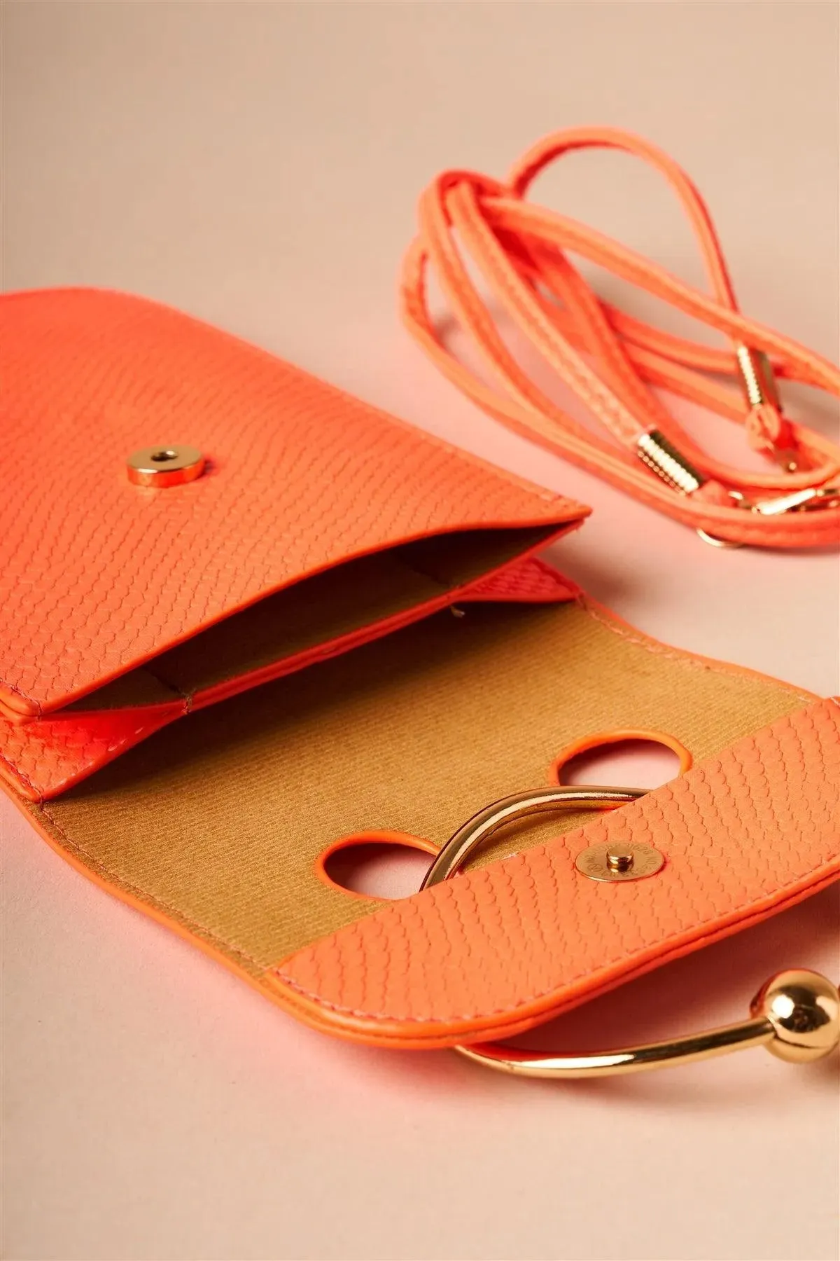 Neon Orange Python Ring Loop Crossbody Bag /1 Piece