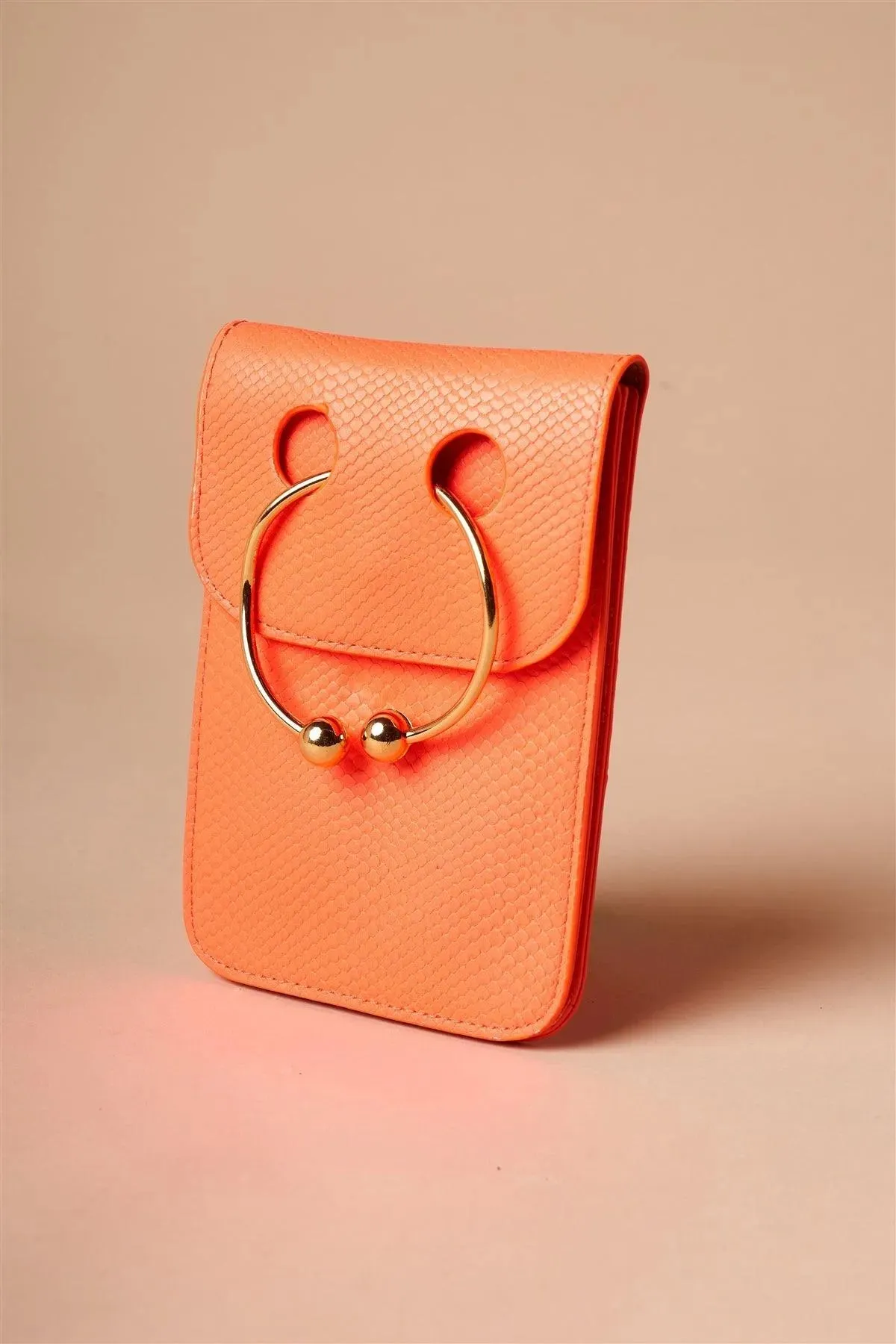 Neon Orange Python Ring Loop Crossbody Bag /1 Piece