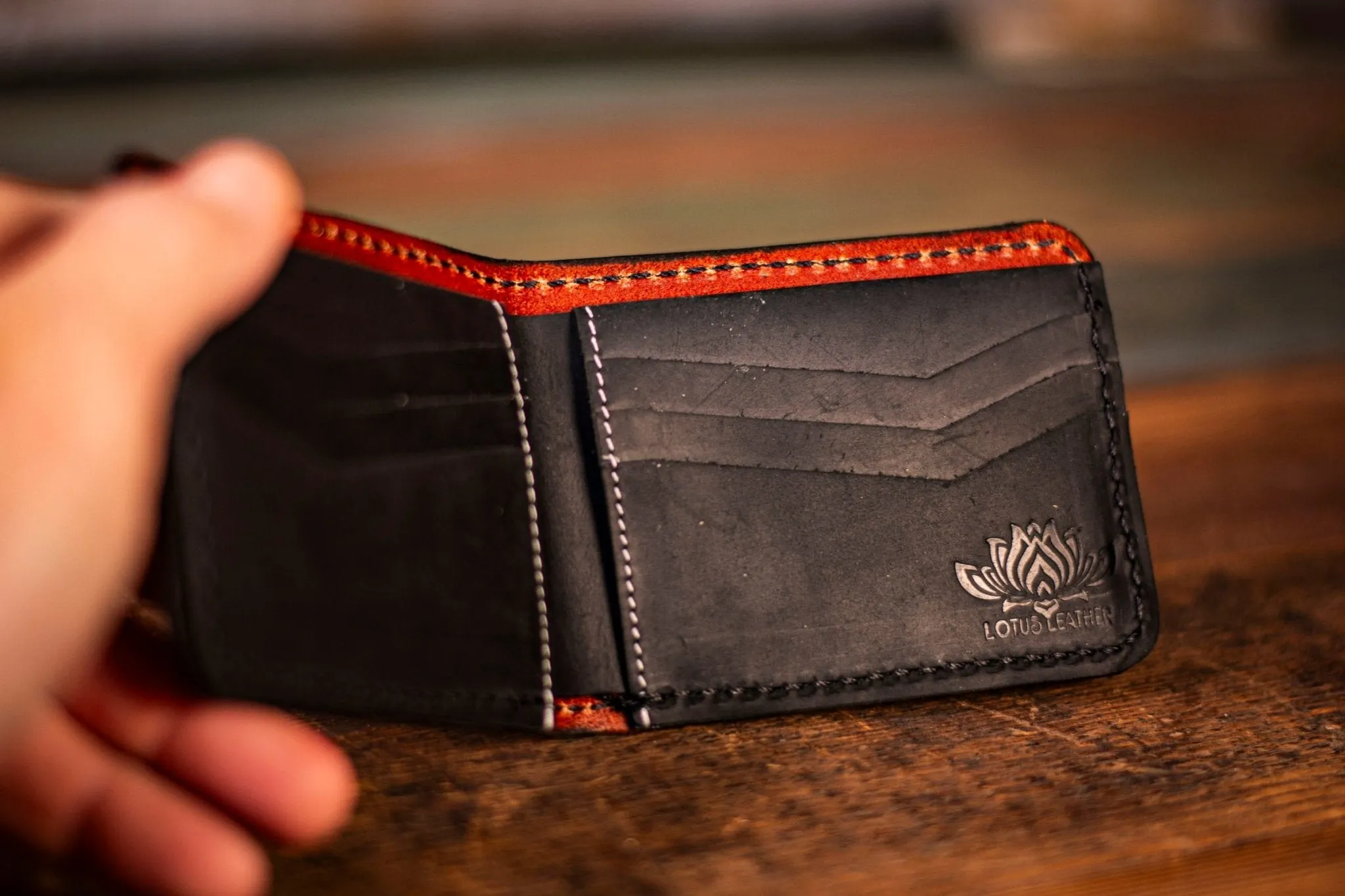 Norse-Inspired Handmade Leather Wallet with Trinity Knot