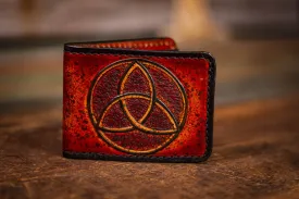 Norse-Inspired Handmade Leather Wallet with Trinity Knot