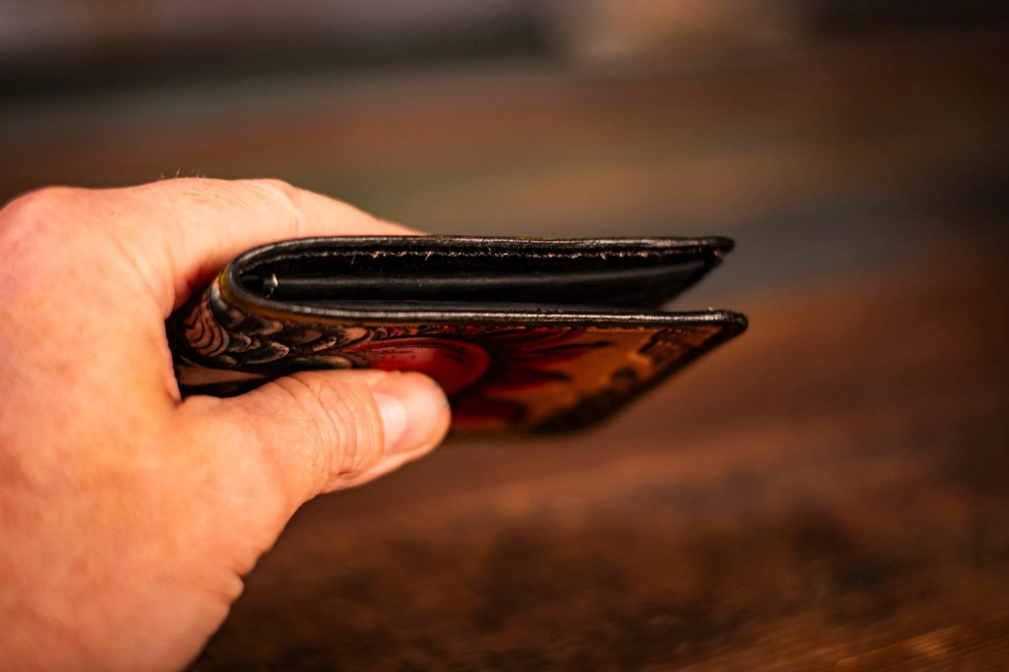 Norse-Inspired Handmade Leather Wallet with Trinity Knot