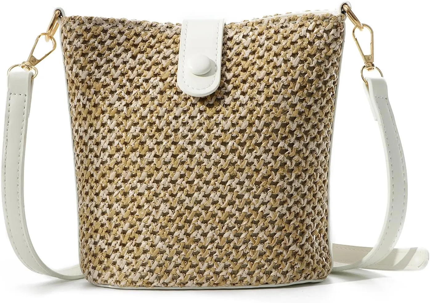 Oweisong Straw Crossbody Bags for Women Small Rattan Beach Purse and Handbags Summer Woven Bucket Shoulder Bag 2024