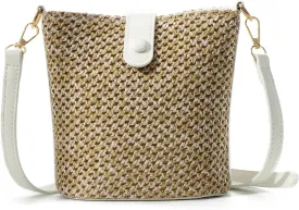 Oweisong Straw Crossbody Bags for Women Small Rattan Beach Purse and Handbags Summer Woven Bucket Shoulder Bag 2024
