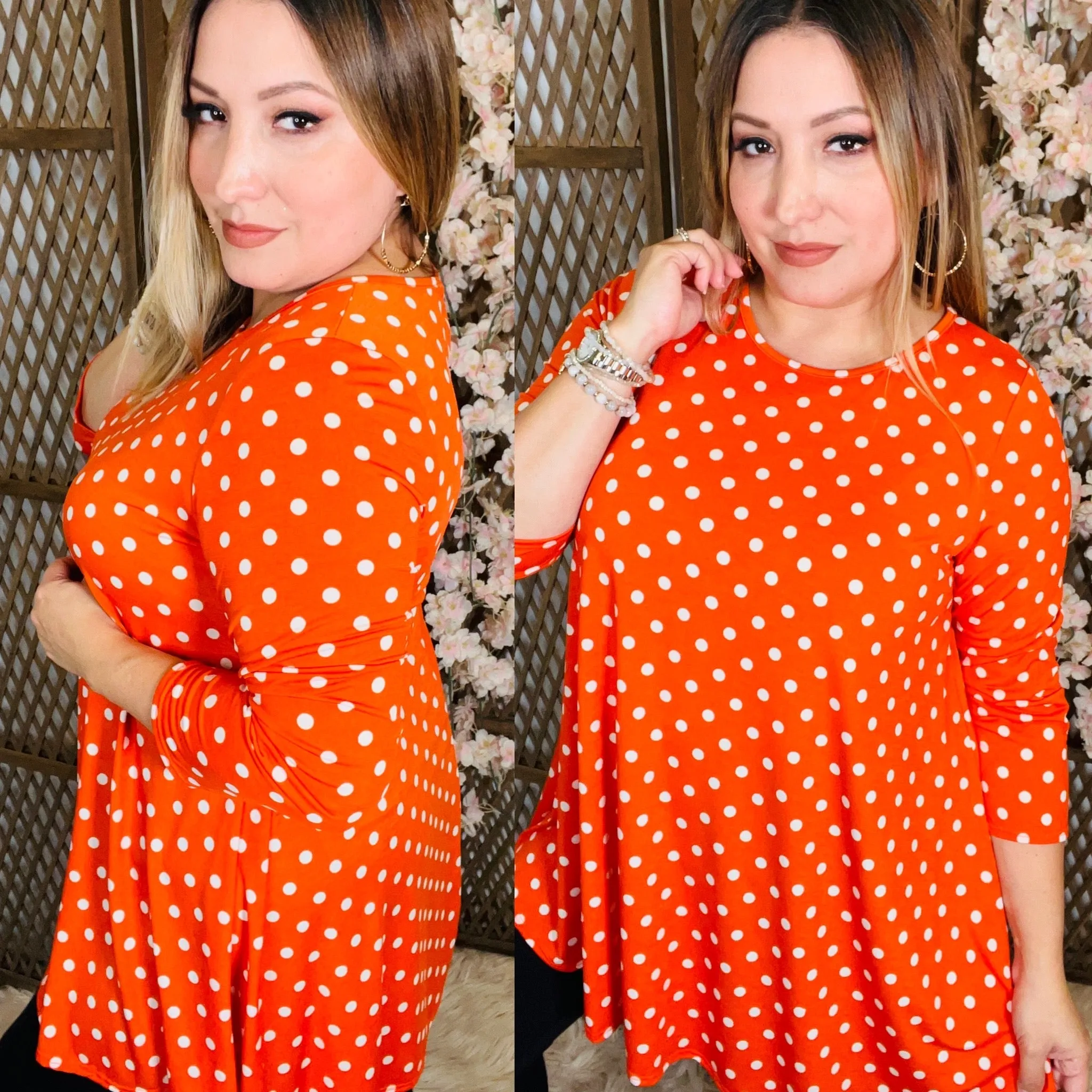 Polka Dot 3/4 Sleeve Top