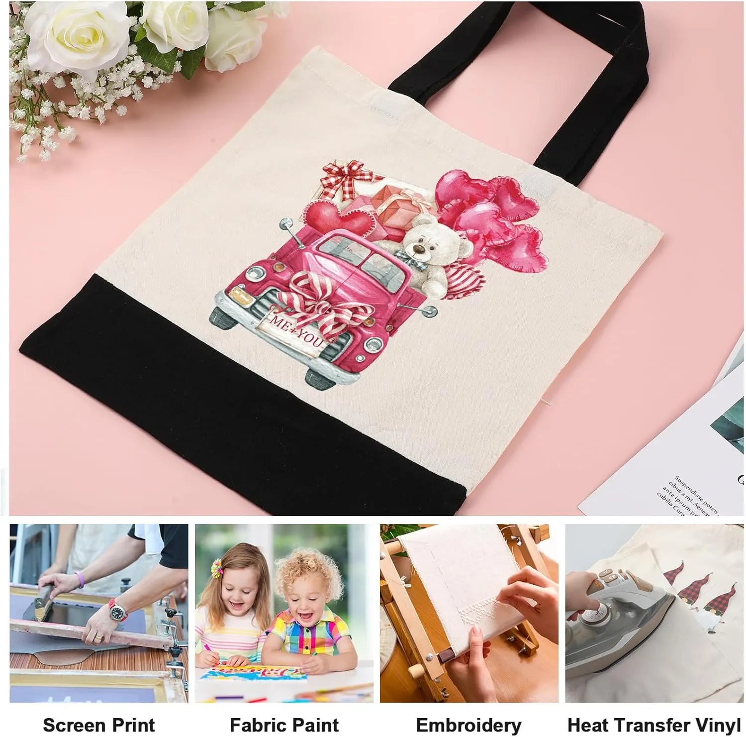 Roowest 60 Pcs Employee Appreciation Gifts Cotton Canvas Tote Bags Bulk Reusable Grocery Shopping Cloth Bags for Womens DIY(Black and Natural)