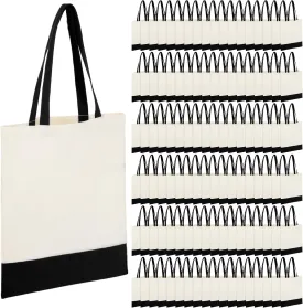 Roowest 60 Pcs Employee Appreciation Gifts Cotton Canvas Tote Bags Bulk Reusable Grocery Shopping Cloth Bags for Womens DIY(Black and Natural)