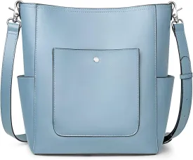 S-ZONE Genuine Leather Handbags Purses for Women with Inner Pouch Tote Bag Bucket Bags Crossbody Hobo Work Travel