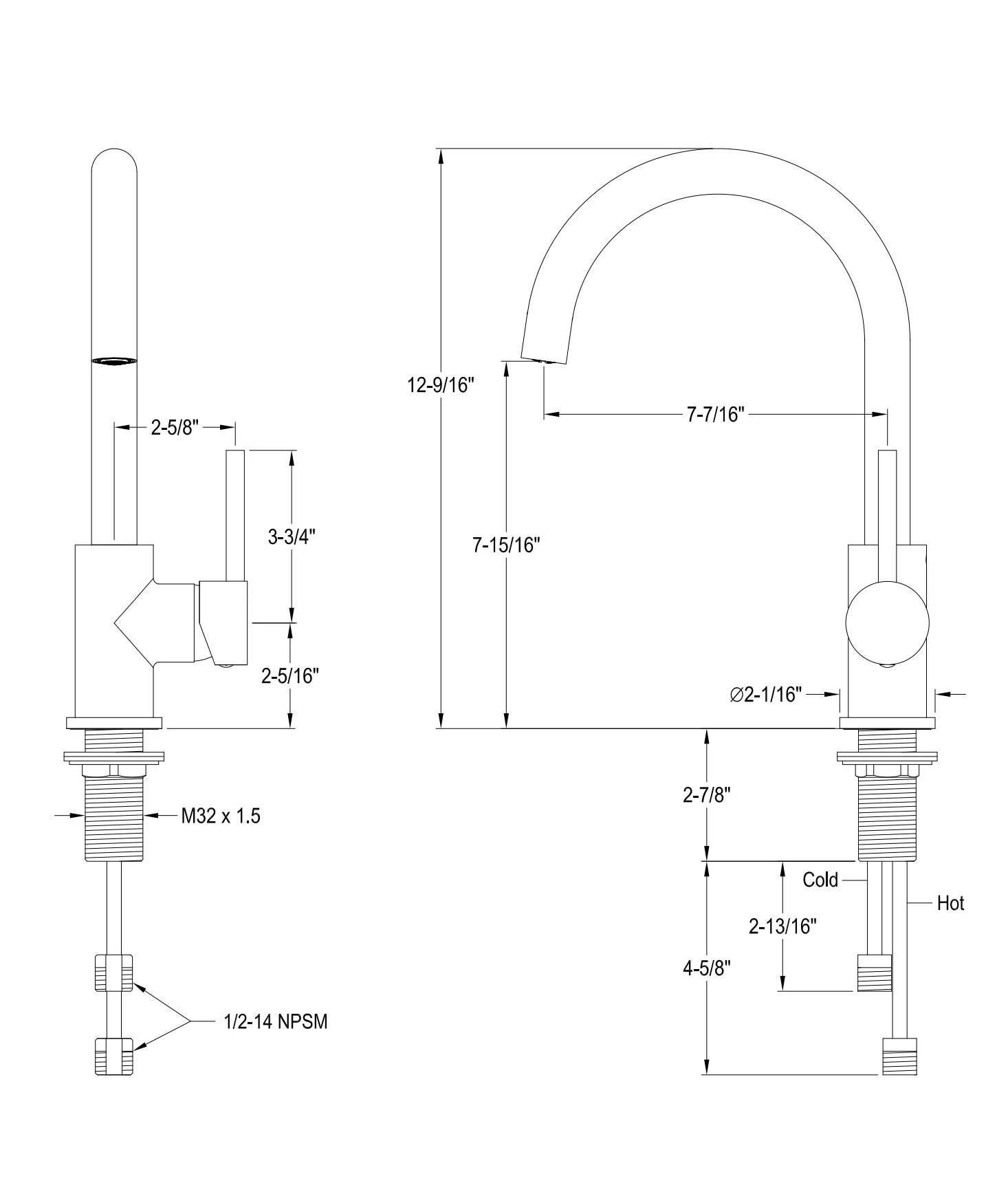 Sleek Design Single-Handle 1-Hole Deck Mount Vessel Faucet