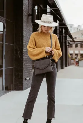 Sloane Flapover Crossbody w/ Whipstitch and Tassel