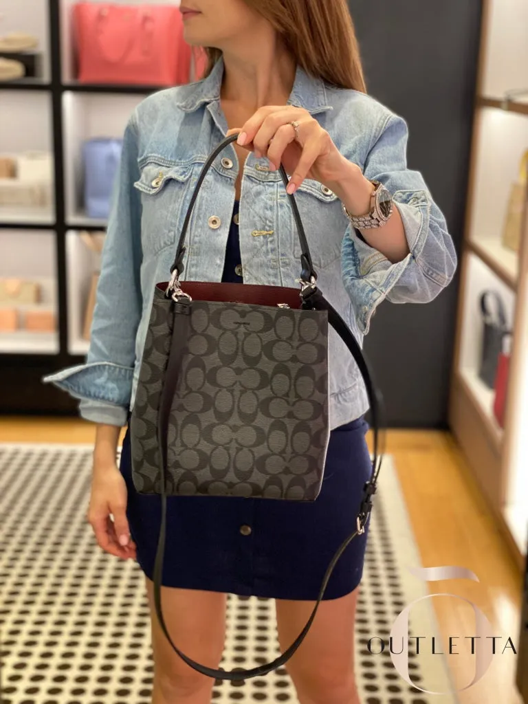 Small Town Bucket Bag Signature Canvas - Gold/Brown 1941 Red