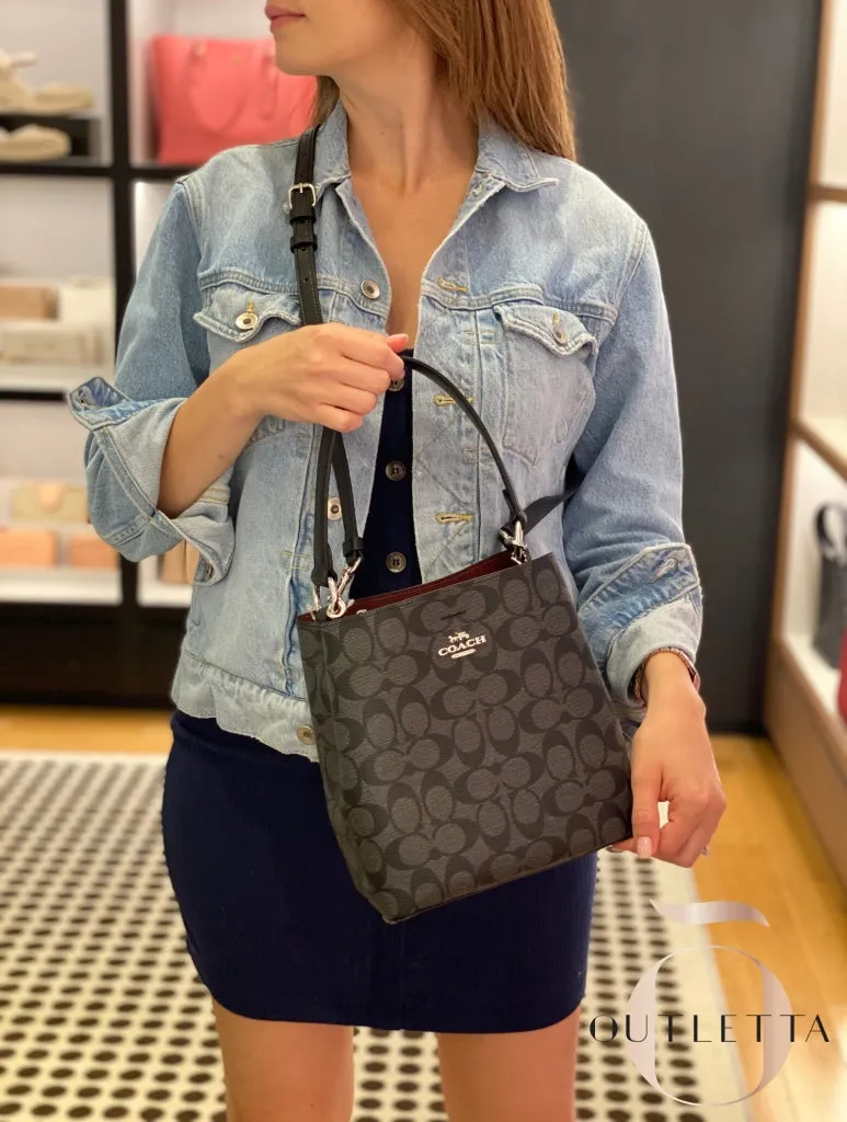 Small Town Bucket Bag Signature Canvas - Gold/Brown 1941 Red