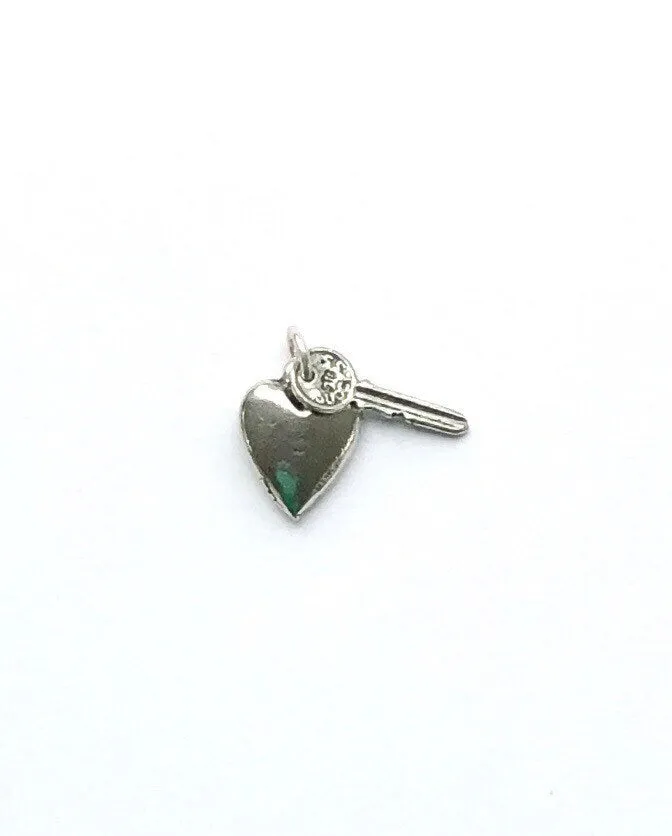 Tiny Key Charm, Gold Key, Tiny Heart Charm, Charm Bracelet, Key Charm, Gold Heart Charm, Vintage Key, Vintage Charm, Lock and Key, Cute Key