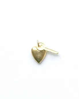 Tiny Key Charm, Gold Key, Tiny Heart Charm, Charm Bracelet, Key Charm, Gold Heart Charm, Vintage Key, Vintage Charm, Lock and Key, Cute Key