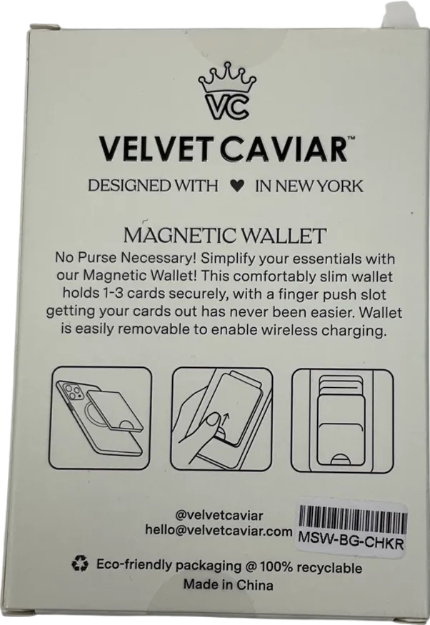 Velvet Caviar  Burgundy Vibe Checkered Magnetic Wallet One Size