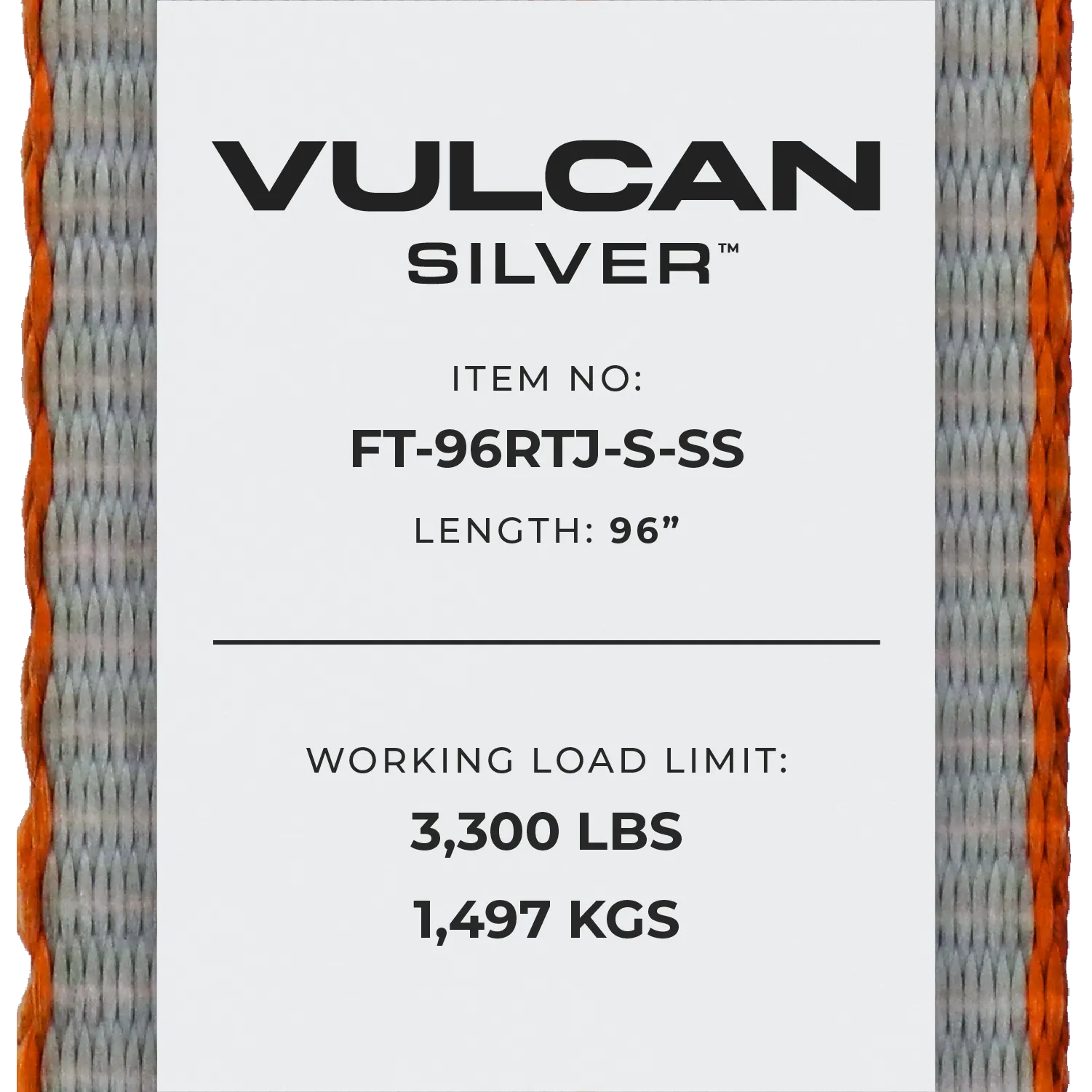 VULCAN Car Tie Down with RTJ Hook Cluster - Snap Hook - 96 Inch - 2 Pack - Silver Series - 3,300 Pound Safe Working Load
