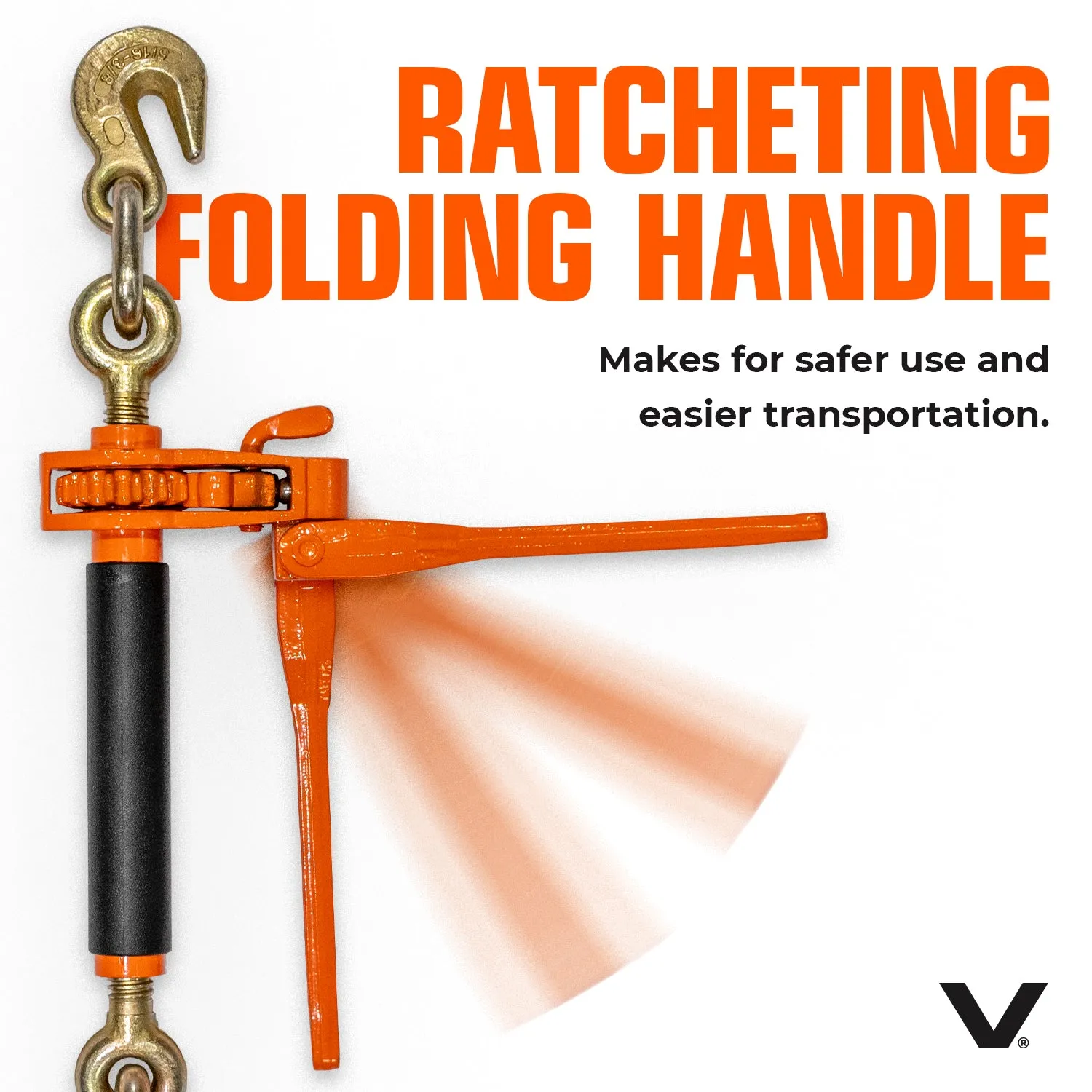 VULCAN Chain and Load Binder Kit - (2) Grade 80 3/8 Inch x 10 Foot Chains And (2) Folding Handle Load Binders - 7,100 Pound Safe Working Load