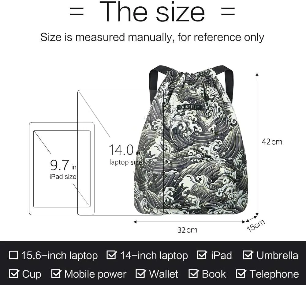 Waterproof Drawstring Bag, Gym Bag Sackpack Sports Beach Backpack for Men Women
