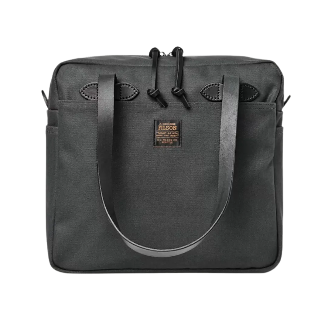 Zippered Tote Bag in Rugged Twill - Faded Black