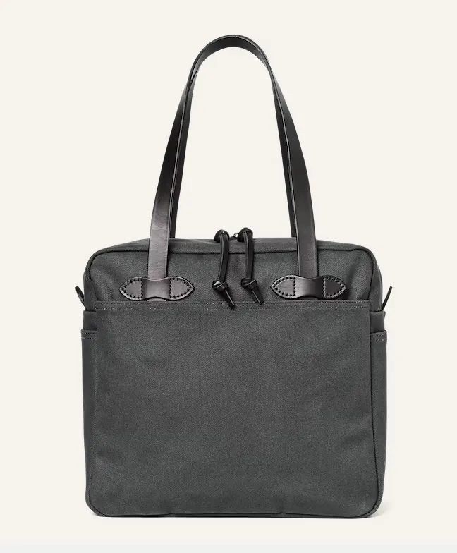 Zippered Tote Bag in Rugged Twill - Faded Black